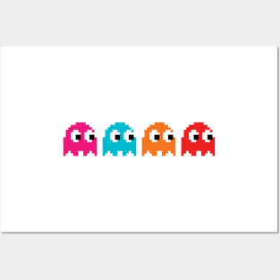 8 bit pacman ghosts Posters and Art